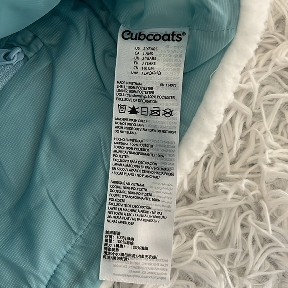 Cubcoats Girls Benne the Bunny Sherpa Jacket blue/white size 3 - Picture 7 of 11